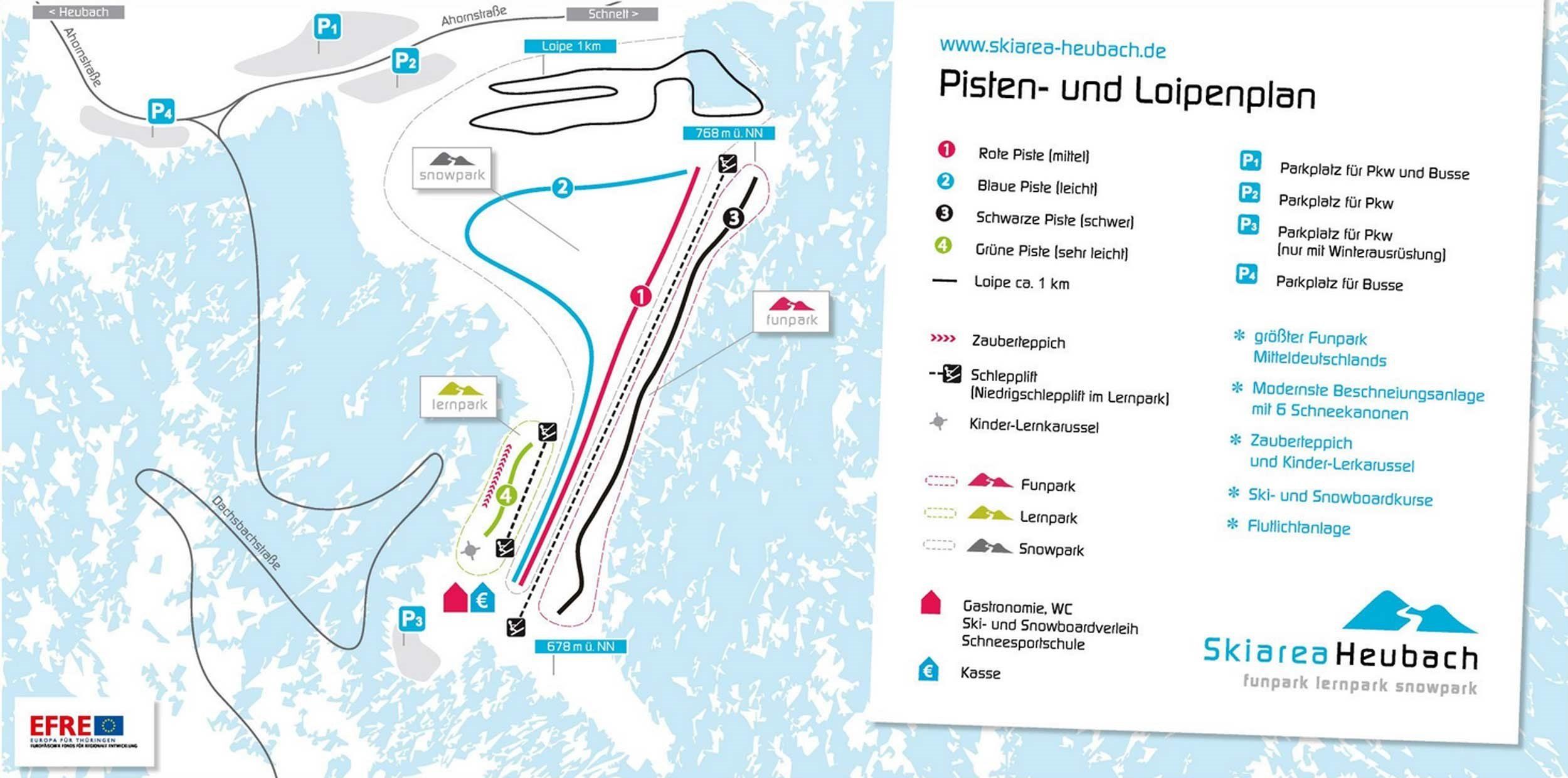 Pistenplan / Karte Skigebiet Masserberg, Deutschland