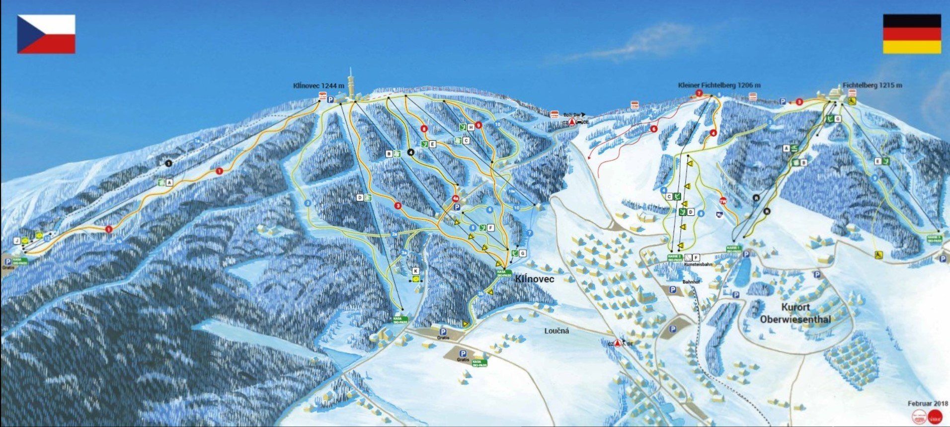 Pistenplan / Karte Skigebiet Oberwiesenthal, Deutschland