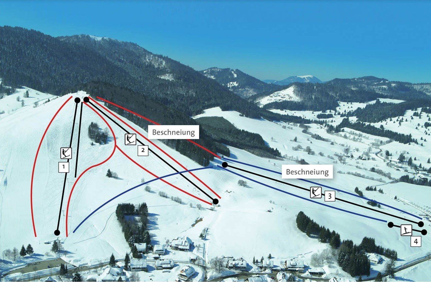 Pistenplan / Karte Skigebiet Bernau im Schwarzwald, Deutschland