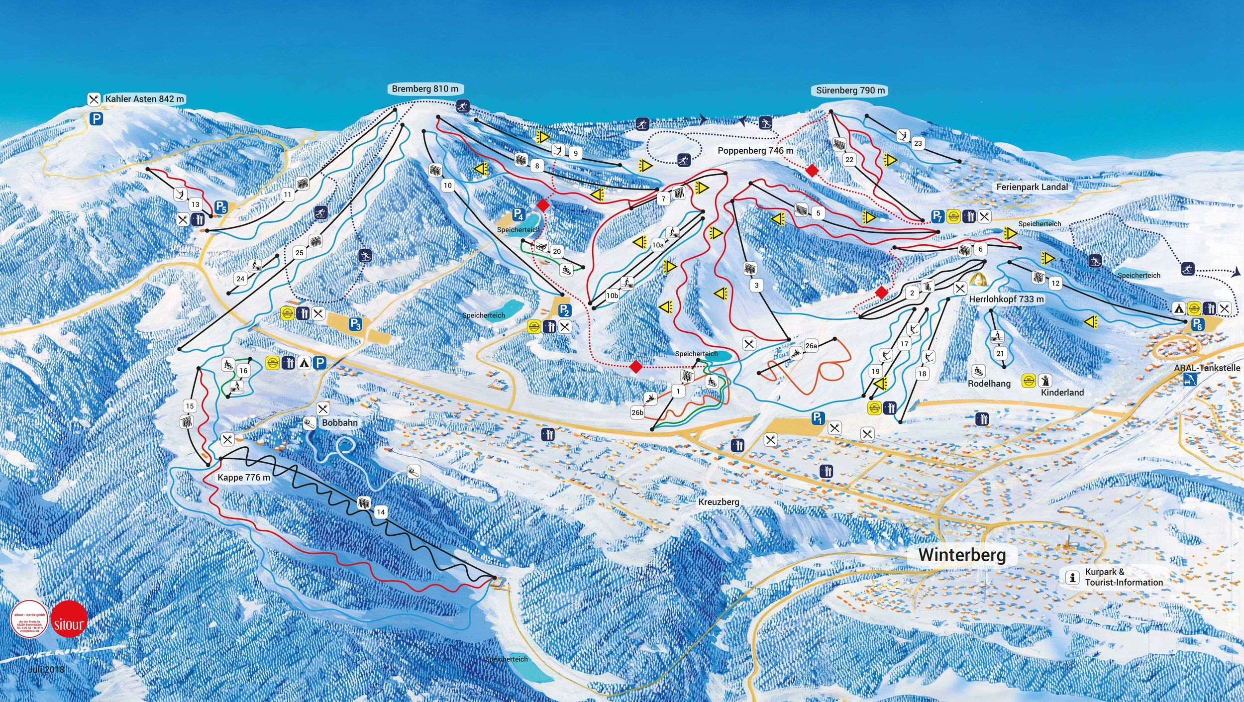 Pistenplan / Karte Skigebiet Winterberg, 