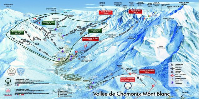 Plán zjazdoviek Chamonix