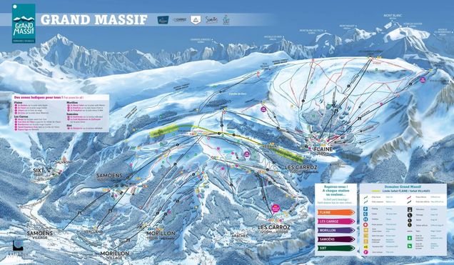 Pistenplan / Karte Skigebiet Flaine, 