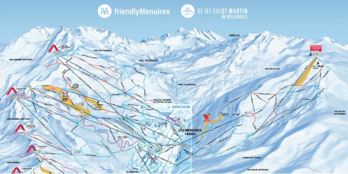 Pistenplan / Karte Skigebiet Les Menuires, 