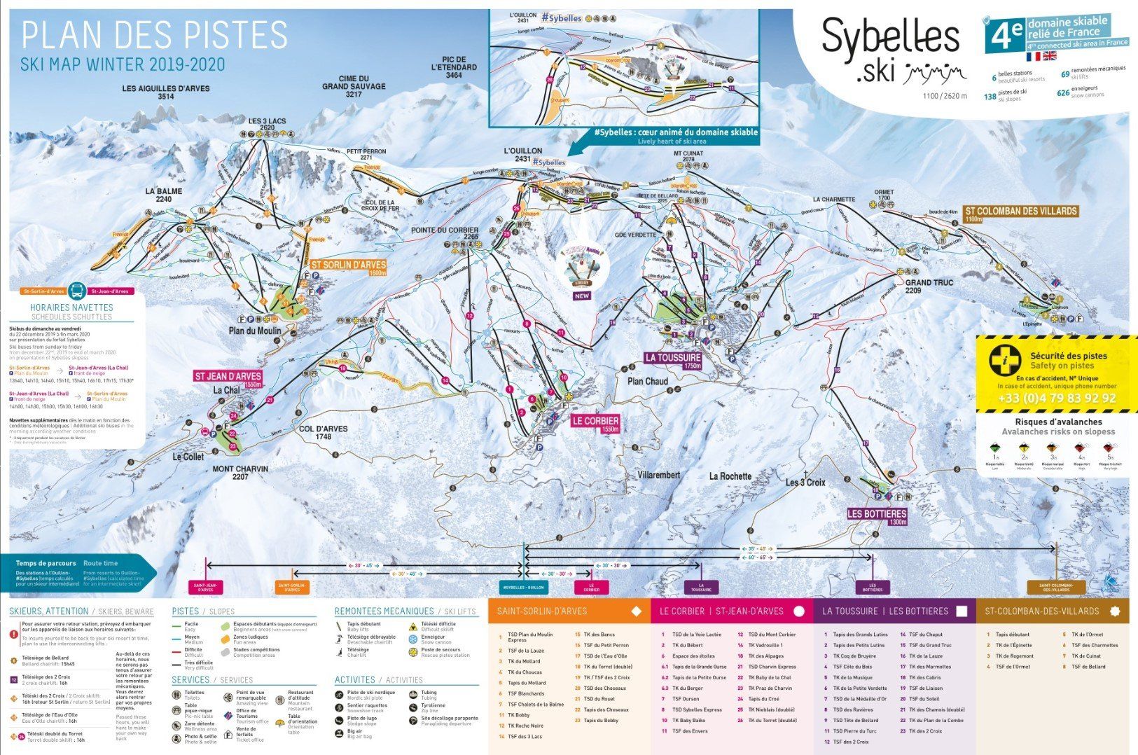 Pistenplan / Karte Skigebiet Le Corbier (Les Sybelles), 