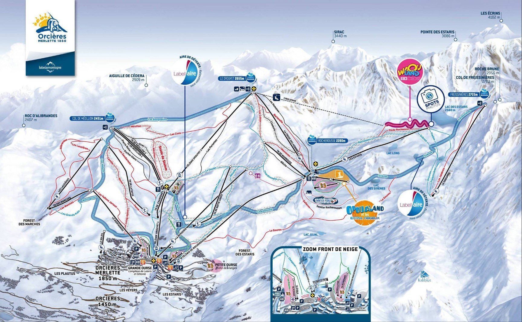 Pistenplan / Karte Skigebiet Orcières Merlette, 