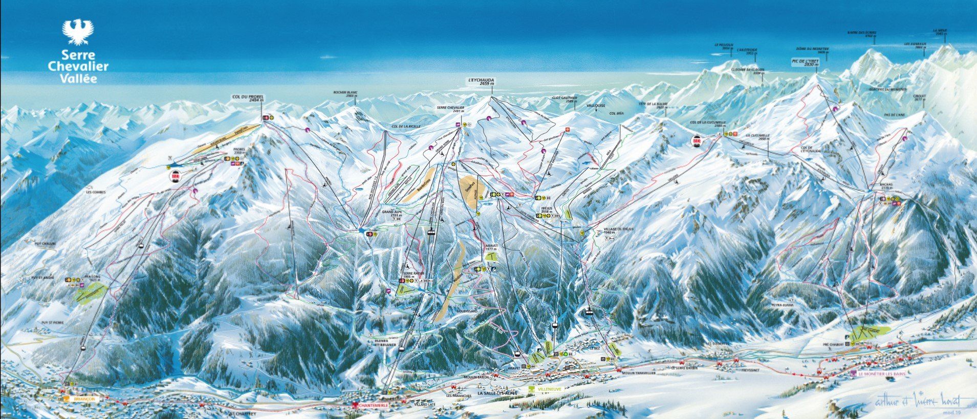 Pistenplan / Karte Skigebiet Serre Chevalier, 