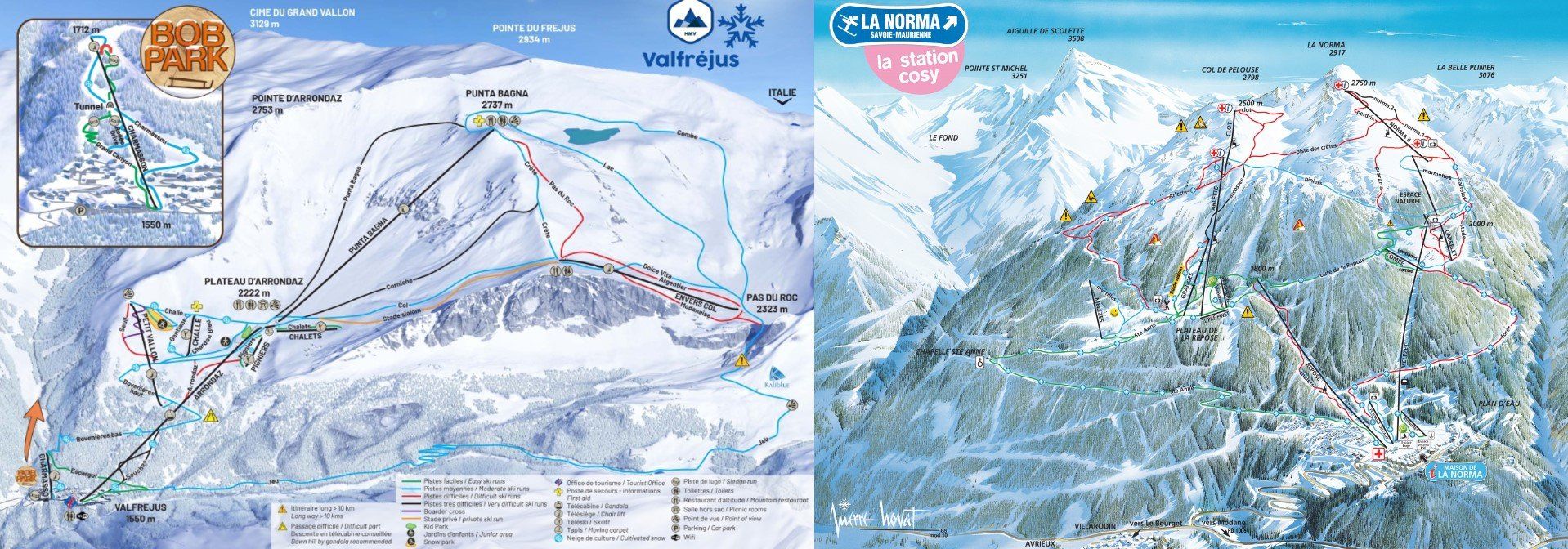 Pistenplan / Karte Skigebiet Valfréjus, 