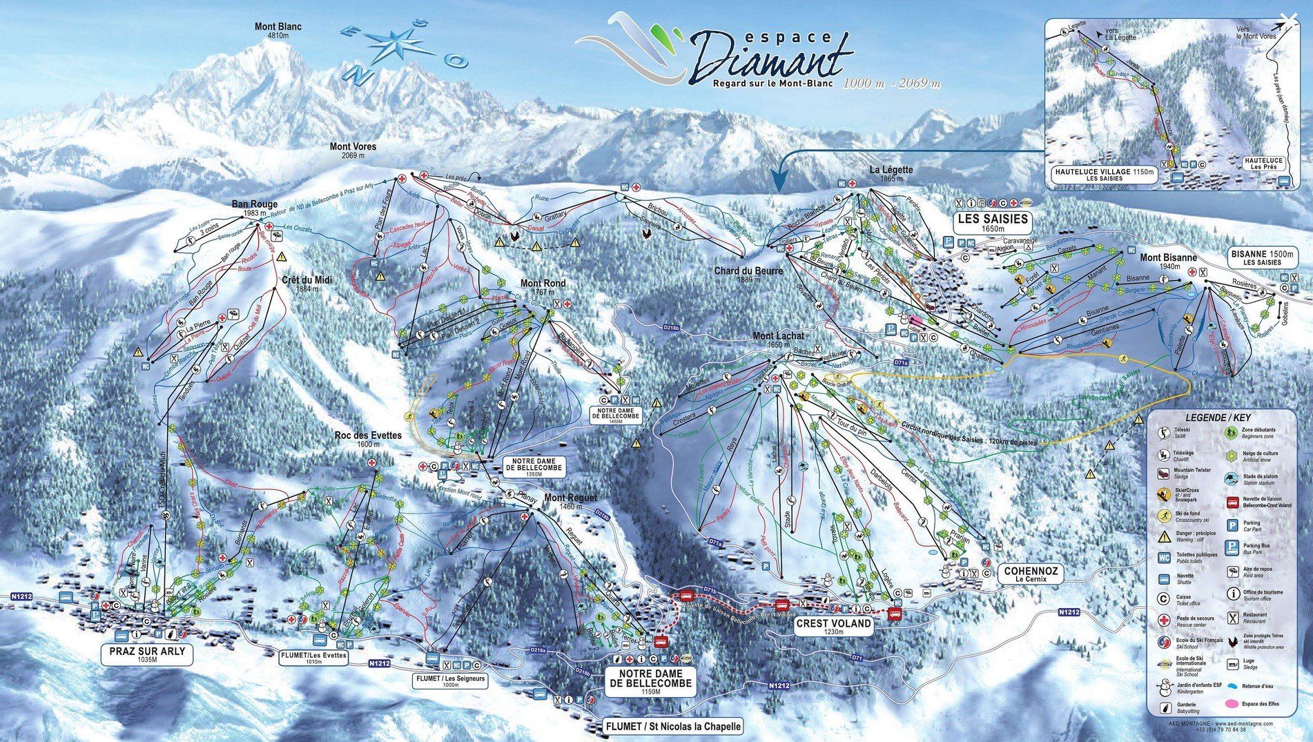 Pistenplan / Karte Skigebiet Praz sur Arly, Frankreich