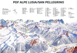 Mapa sjezdovek Alpe Lusia - San Pellegrino