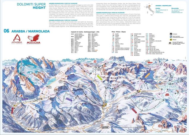 Piantina delle piste Area sci Arabba-Marmolada