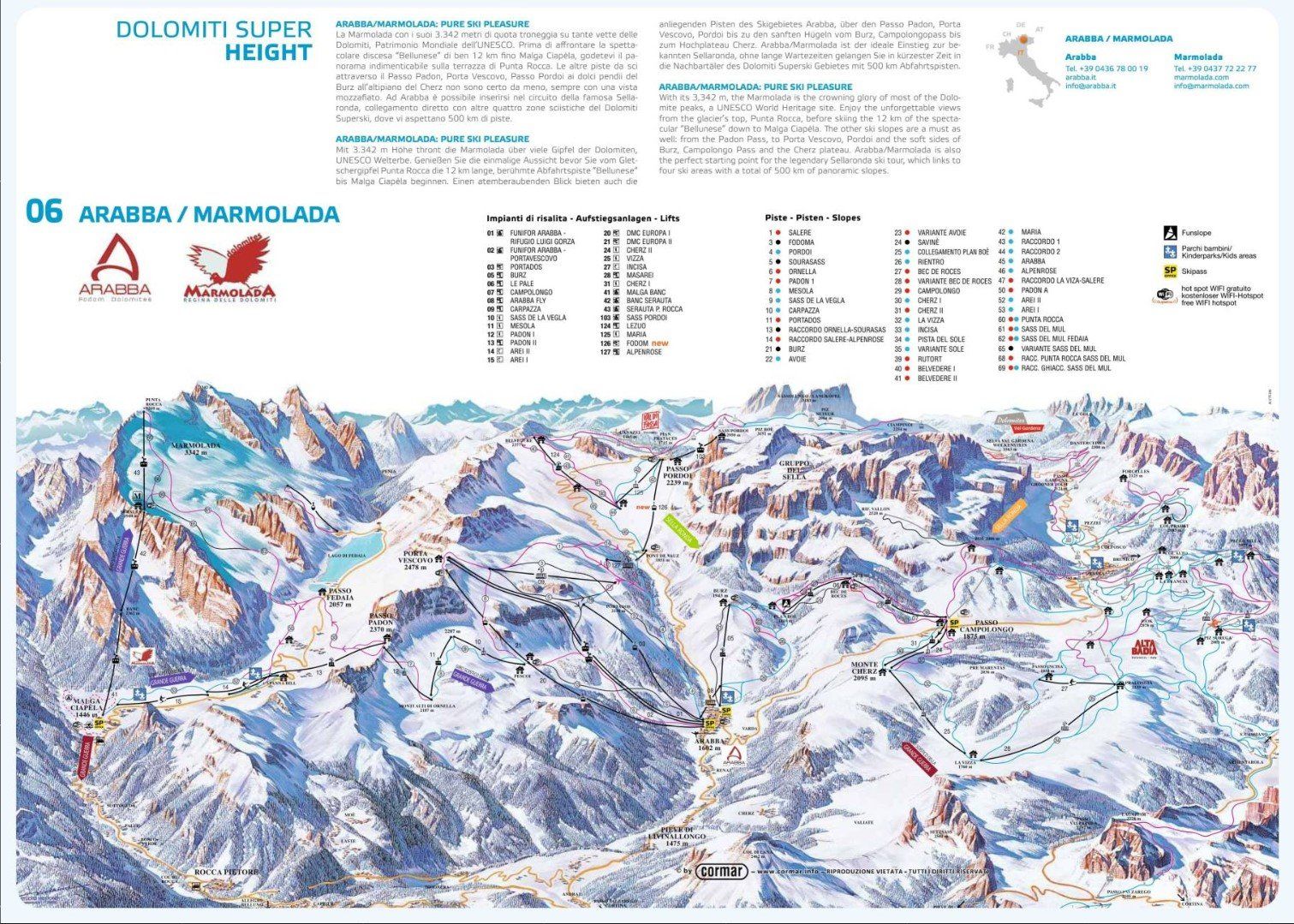 Pistenplan / Karte Skigebiet Malga Ciapela, Italien