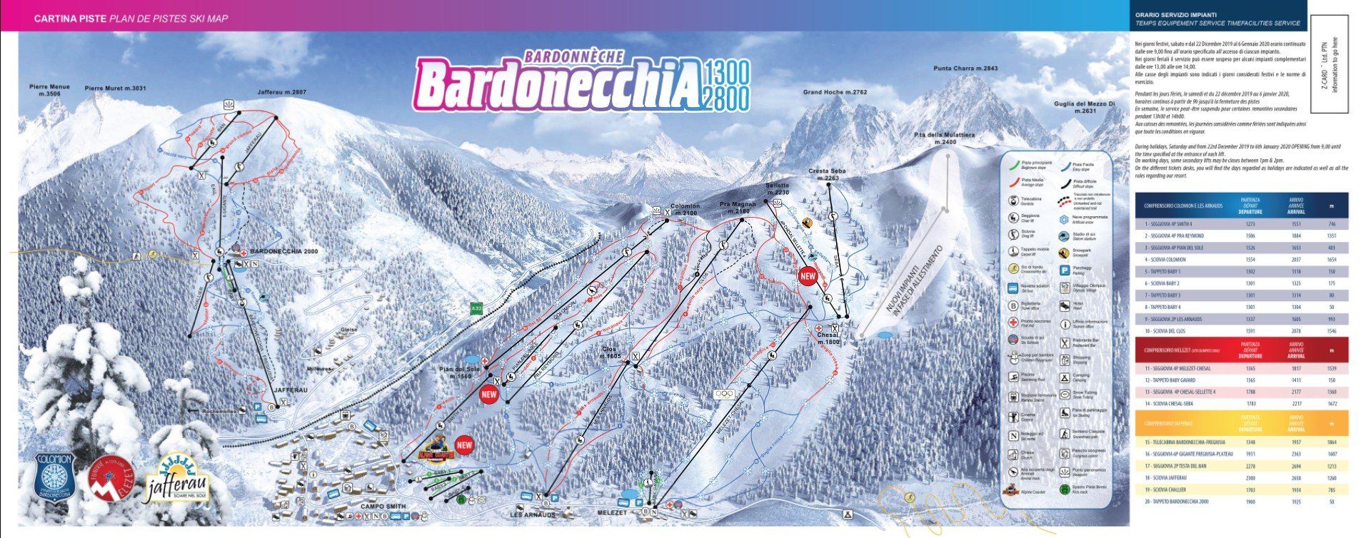 Pistenplan / Karte Skigebiet Bardonecchia, Italien