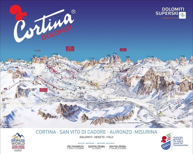 Pistenplan / Karte Skigebiet Cortina d'Ampezzo, 