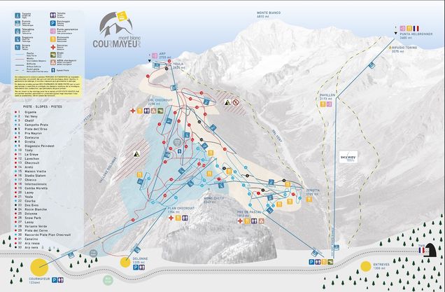 Hartă a pârtiilor Courmayeur