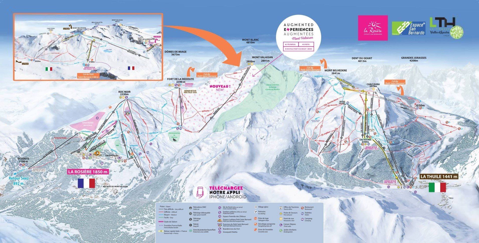 Pistenplan / Karte Skigebiet La Thuile, Italien