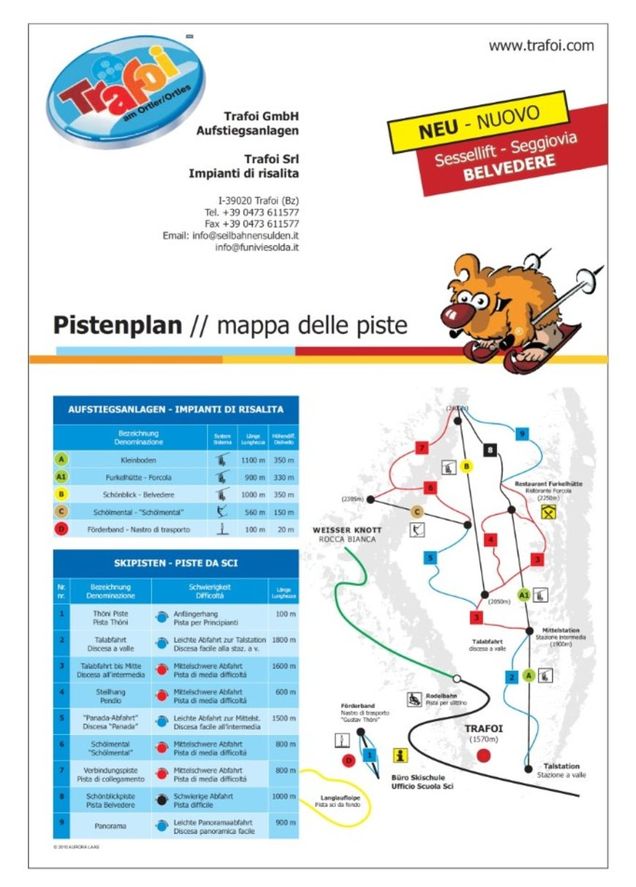 Trafoi Skigebiet Pistenplan Furkel
