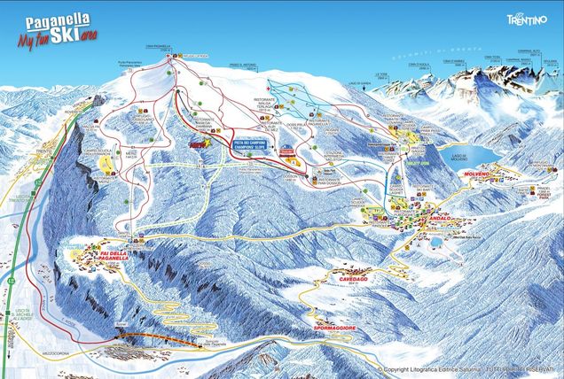 Pistenplan / Karte Skigebiet Molveno, 