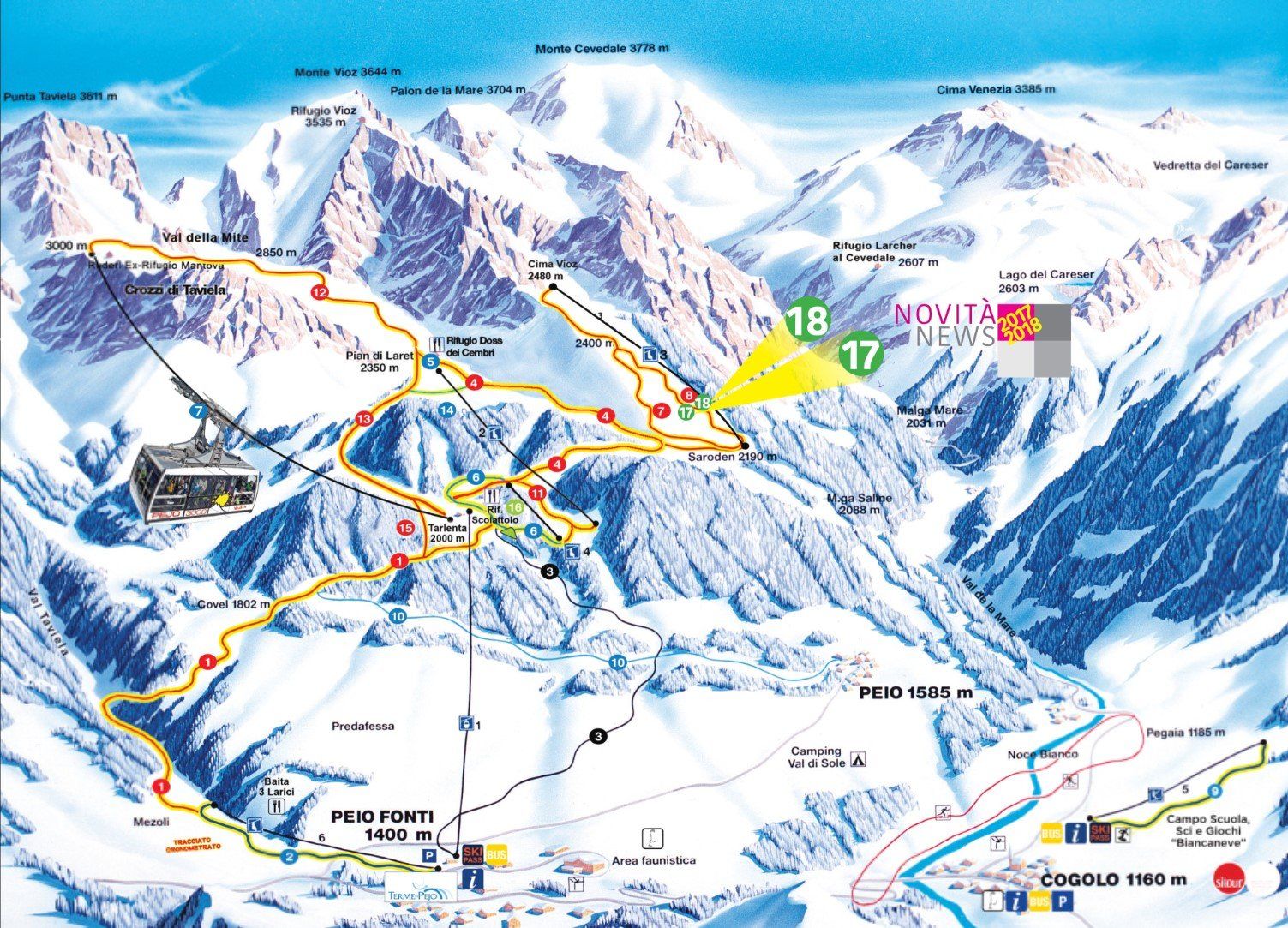 Pistenplan / Karte Skigebiet Pejo, Italien