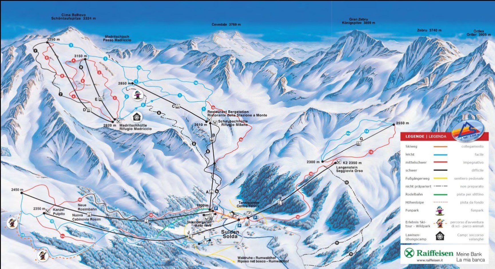 Pistenplan / Karte Skigebiet Prad am Stilfserjoch, Italien