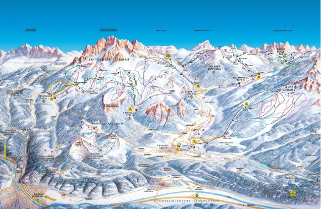 Pistenplan / Karte Skigebiet Obereggen, 