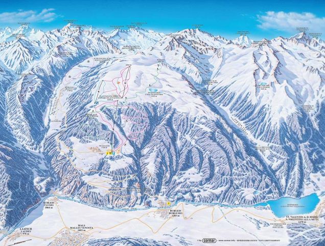 Pistenplan / Karte Skigebiet Mals, Italien