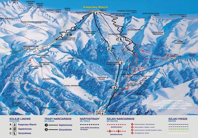 Pistenplan / Karte Skigebiet Zakopane, 