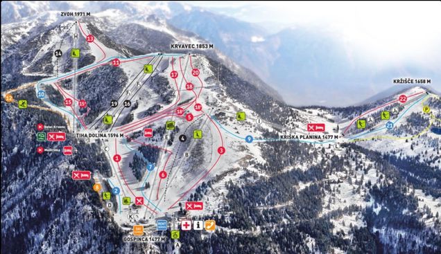 Plan des pistes Krvavec