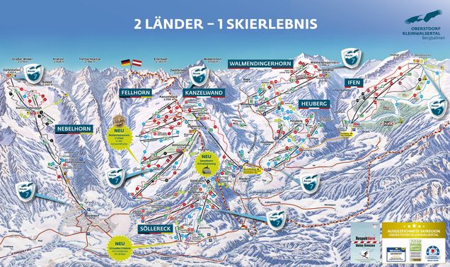 Pistenplan / Karte Skigebiet Riezlern, Österreich