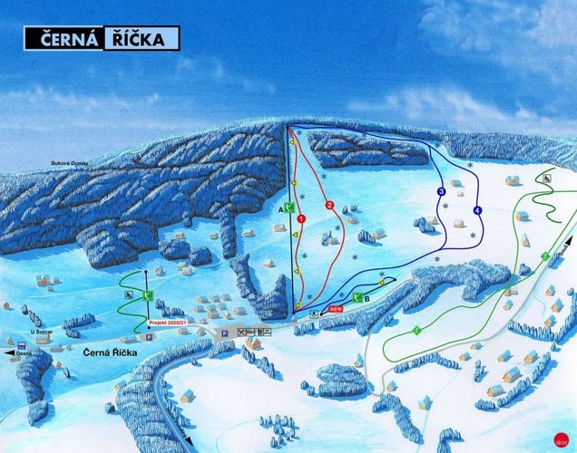 Pistenplan / Karte Skigebiet Desná, Tschechien