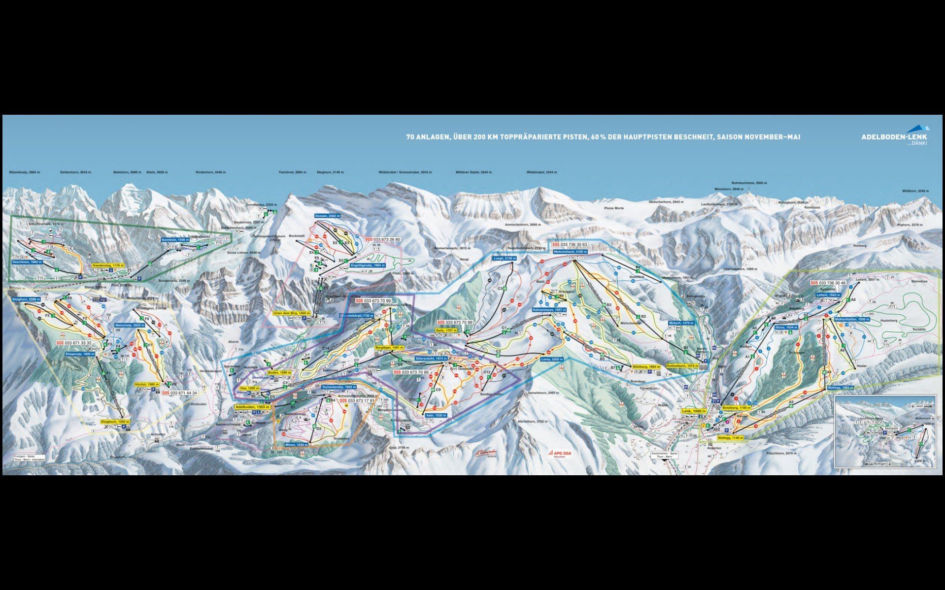 Pistenplan / Karte Skigebiet Adelboden, 