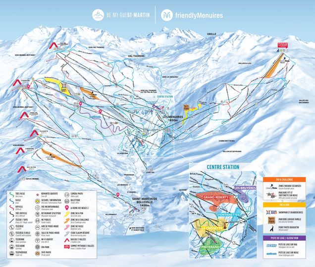 Pistenplan / Karte Skigebiet St. Martin, Frankreich