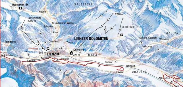 Plan des pistes de ski de fond Oberdrauburg