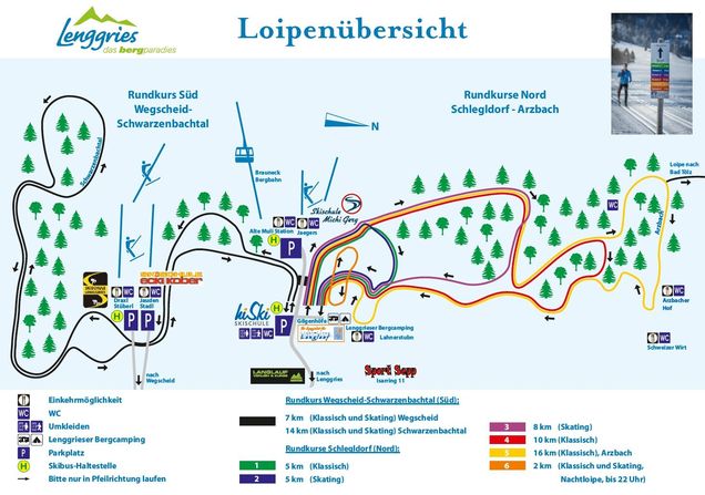 Plan des pistes de ski de fond Lenggries