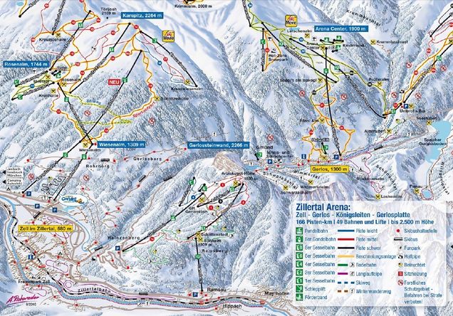 Piantina con piste di sci di fondo Zell am Ziller