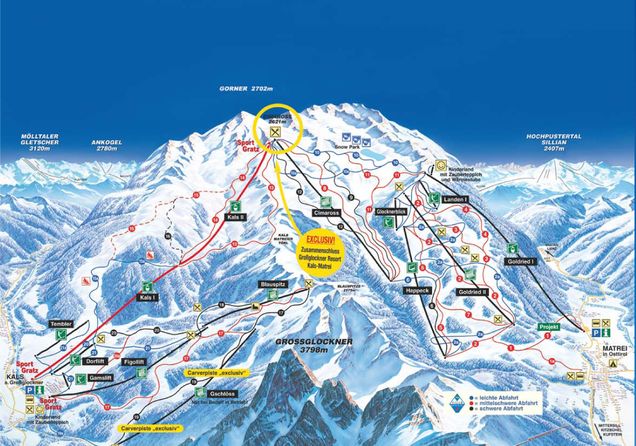 Mapa sjezdovek Großglockner Resort Kals-Matrei