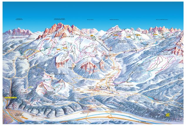 Piantina delle piste Val di Fiemme/Obereggen