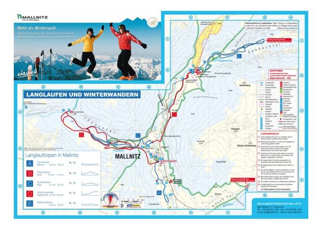 Plan des pistes de ski de fond Obervellach