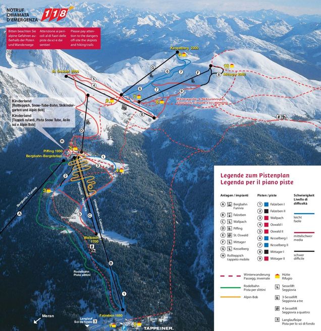 Plan des pistes Meran 2000