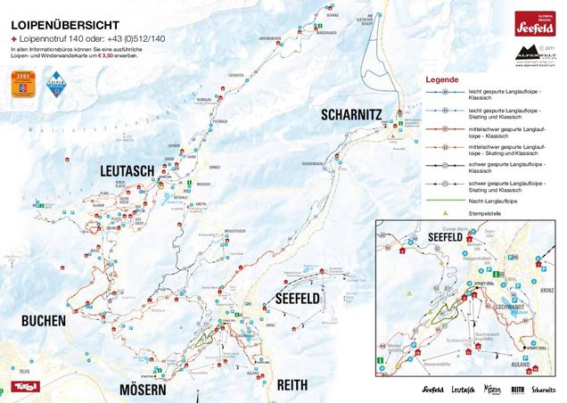 Plan des pistes de ski de fond Leutasch