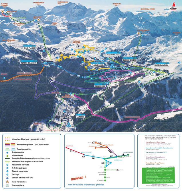 Plan des pistes de ski de fond La Plagne