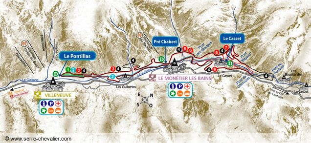 Plano pistas de esquí de fondo La-Salle-Les-Alpes (Serre Chevalier)