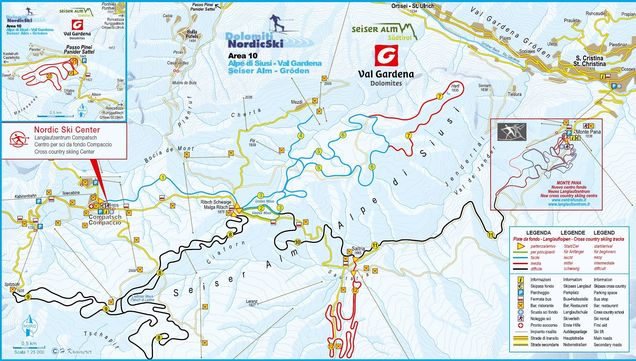 Piantina con piste di sci di fondo Castelrotto