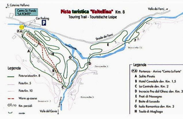 Mapa běžeckých stop Bormio