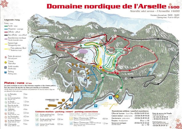 Piantina con piste di sci di fondo Chamrousse