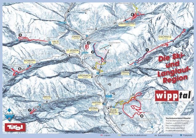 Plan des pistes de ski de fond Trins