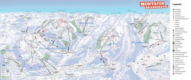 Mapa sjezdovek Montafon Brandnertal WildPass