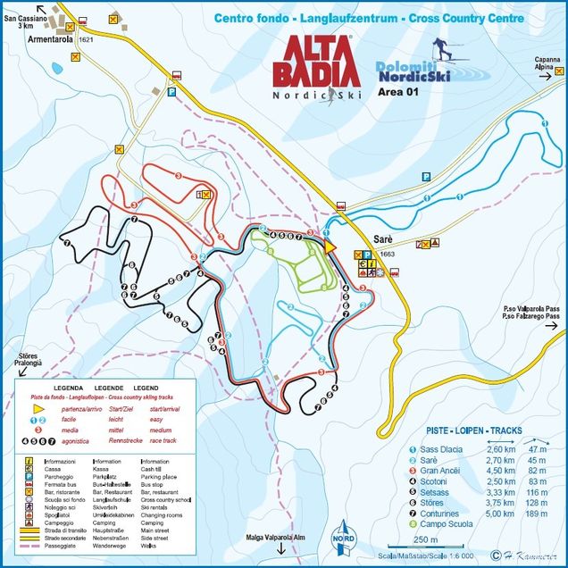 Plan des pistes de ski de fond Pedraces