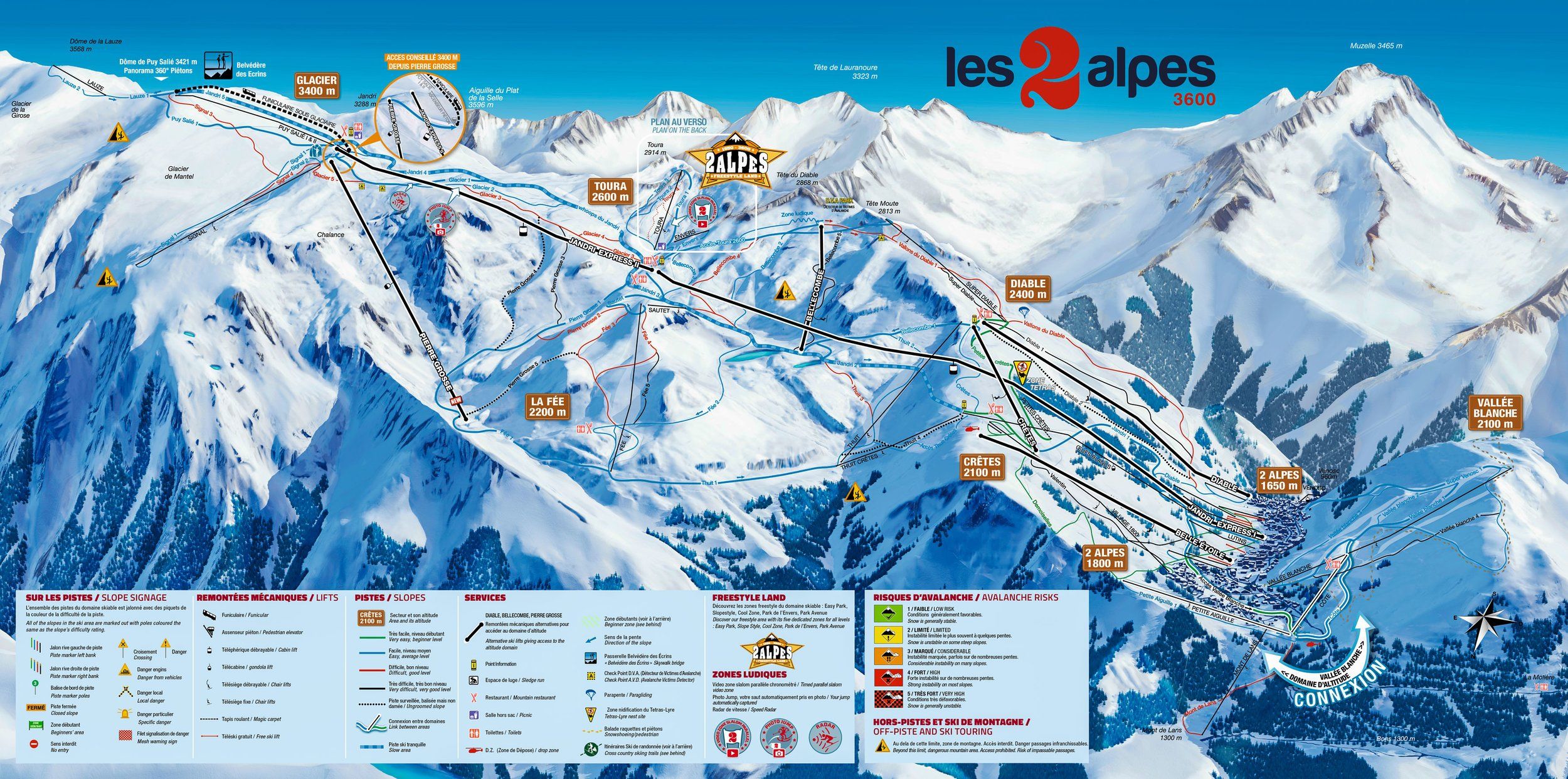 Pistenplan / Karte Skigebiet Les 2 Alpes, Frankreich