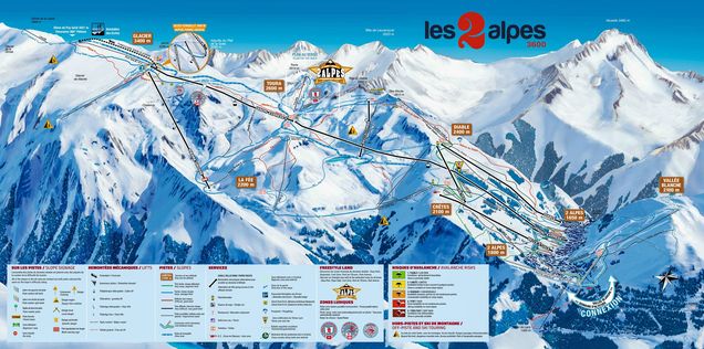 Piste map Les 2 Alpes