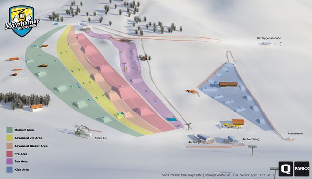 Snow park map Mayrhofen & Hippach